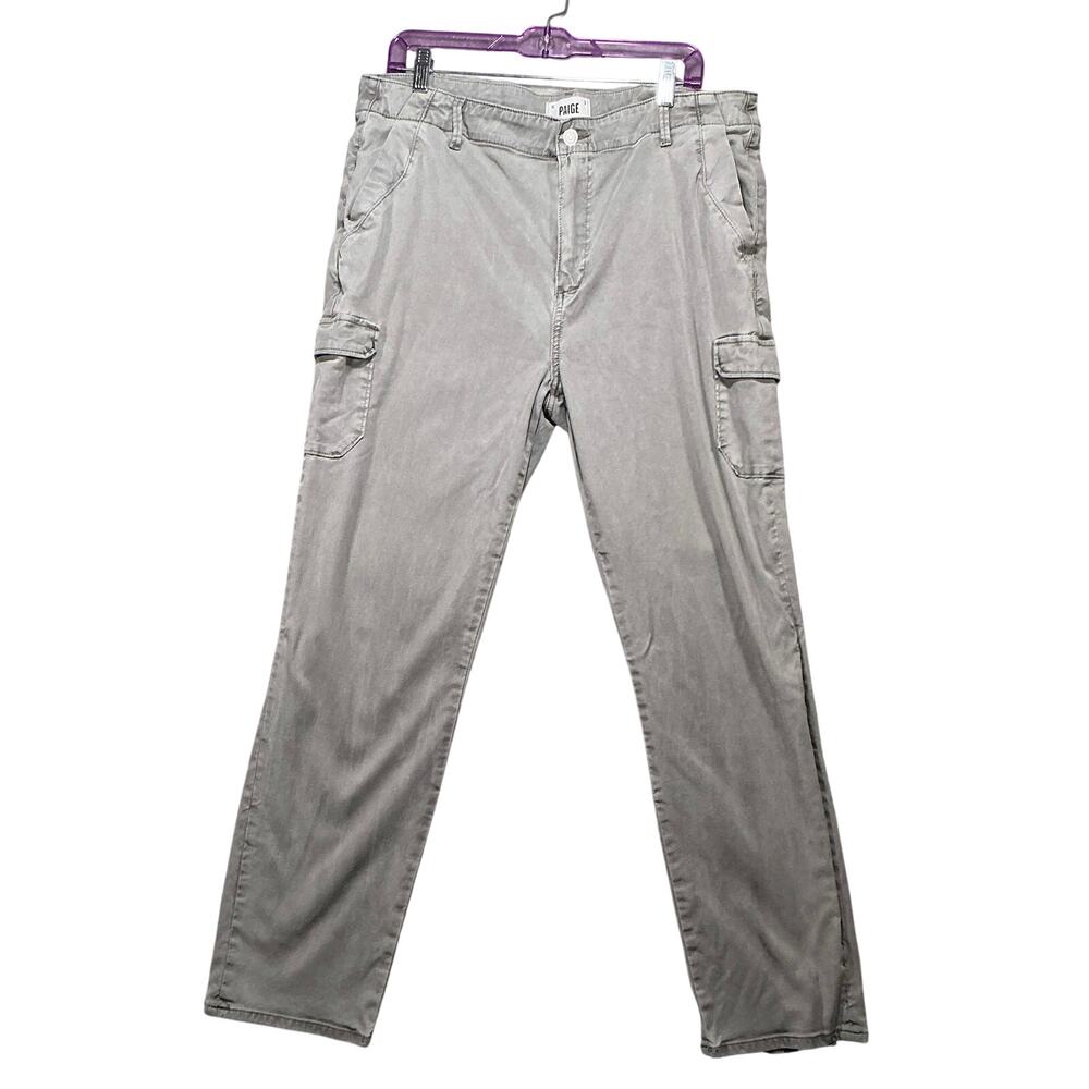 Paige Gray Cargo Pants Womens Size 33 Utility Slim Straight Designer Jeans